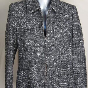 Jones New York Signature Grey Tweed Zipper Blazer Jacket Size 2P
